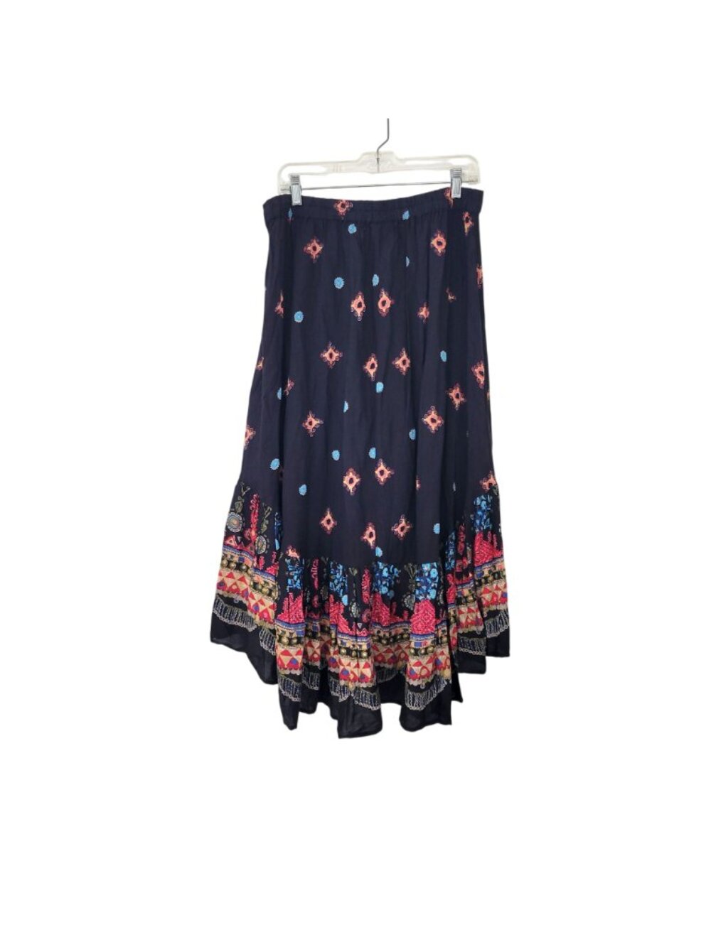 The Pyramid Collection Boho Ruffled Maxi Skirt Large Multicolor Rayon - Picture 2 of 7